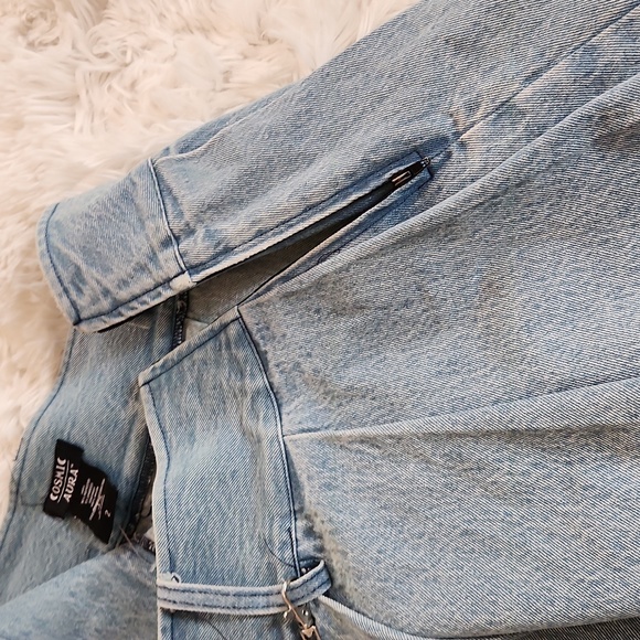 NEW Hot Topic Goth Cosmic Aura Pleated Denim Grunge Skirt with Chain Size 2x - Picture 7 of 9